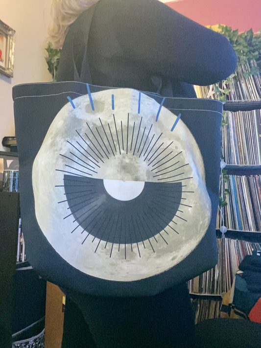 Full Moon Half Vinyl  Canvas Tote Bag